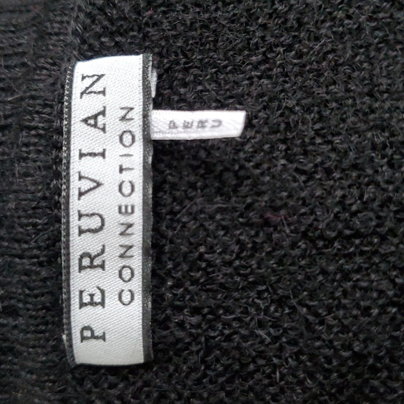 EUC Peruvian Connection 100% Alpaca Womens V-Neck Sweater In Black Sz Medium - Picture 4 of 6